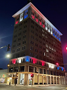 Fulton Office with red white and blue light