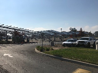 Completed support structures for solar panels at Madera Community College Center