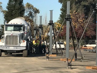 Cement pouring for solar project at Reedley College