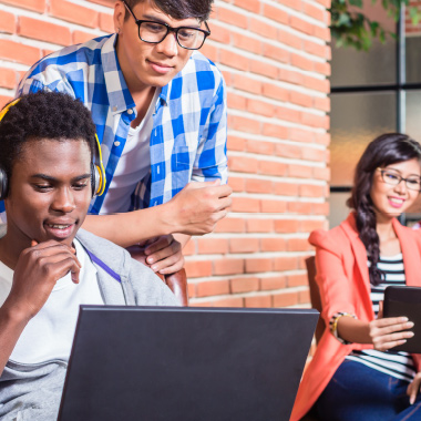 Students viewing computer screen