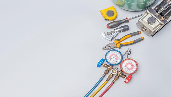 Maintenance tools lined up.