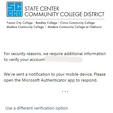 Window informing user that a verification code has been sent