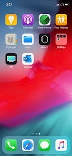 Outlook icon on iPhone home screen.