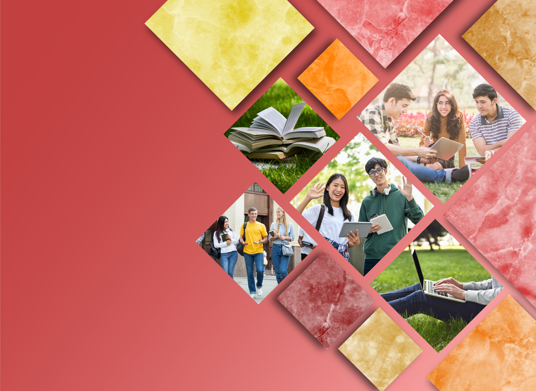 tile images of students on college campus