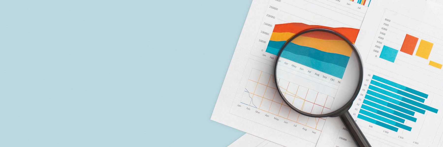 magnifying class set on top of graphs