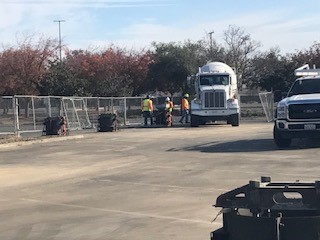 Cement pouring for solar project at Fresno City College