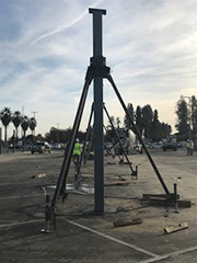 Finished concrete foundation for solar project at Reedley College