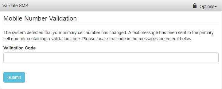 Validate SMS Form